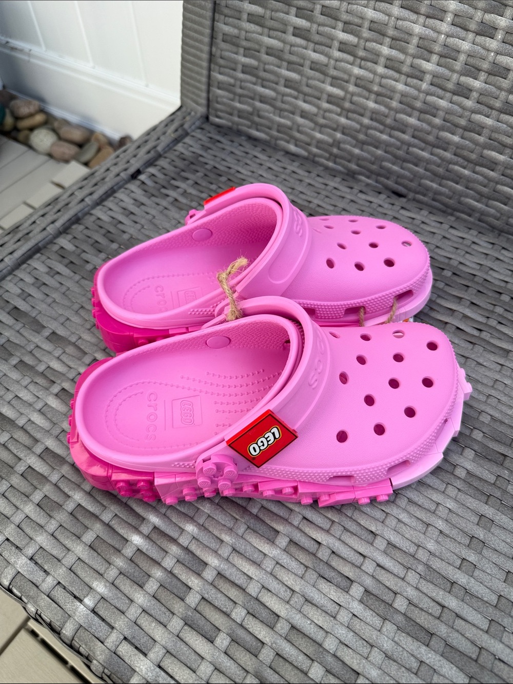 CROCS Kids Bubblegum Pink LEGO-Style Classic Clog